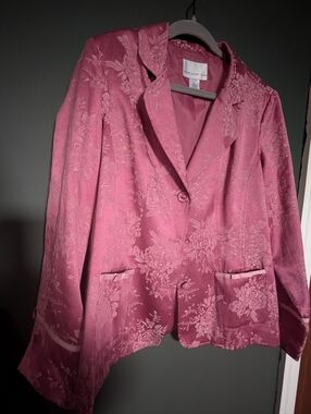 Susan Graver Style Rose Pink Floral Jacquard Blazer